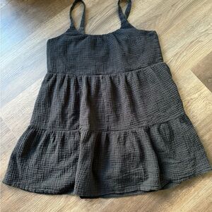 Z Supply Black Tiered Cotton Gauze Kids Dress